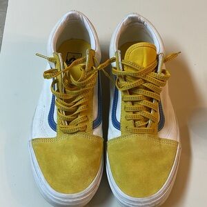 Vans Yellow Suede & White Low-Top Sneakers with Blue Stripe